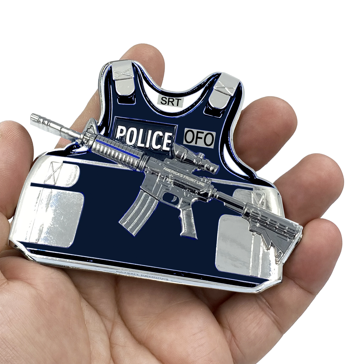 JJ-011 3D self standing Challenge Coin CBP SRT OFO Thin Blue Line