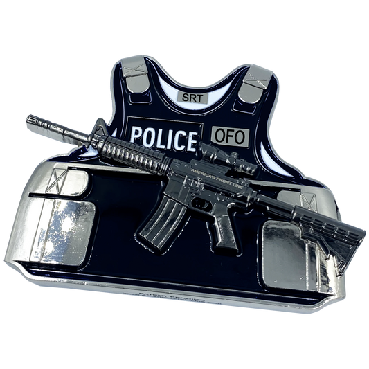 JJ-011 3D self standing Challenge Coin CBP SRT OFO Thin Blue Line