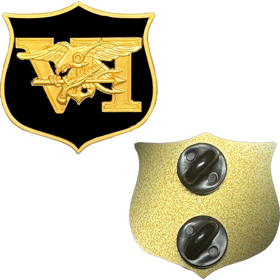 EL14-002 Navy Seal Team 6 lapel pin Naval Special Warfare Lion Trident Shield inspired by challenge coin