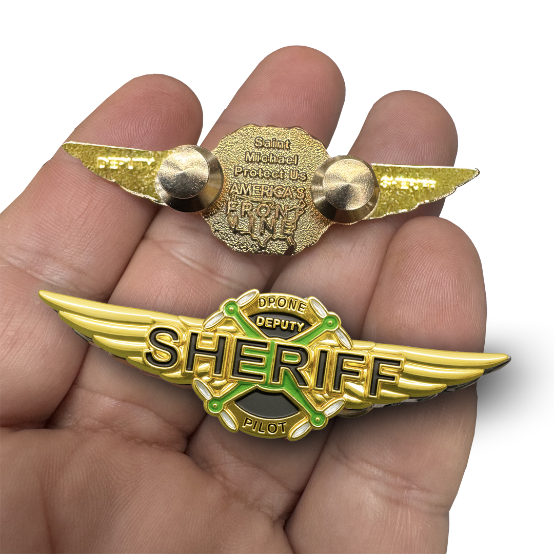 EL14-23 Deputy Sheriff Police Drone Pilot Full size UAS FAA Commercial Wings pin for uniform wear