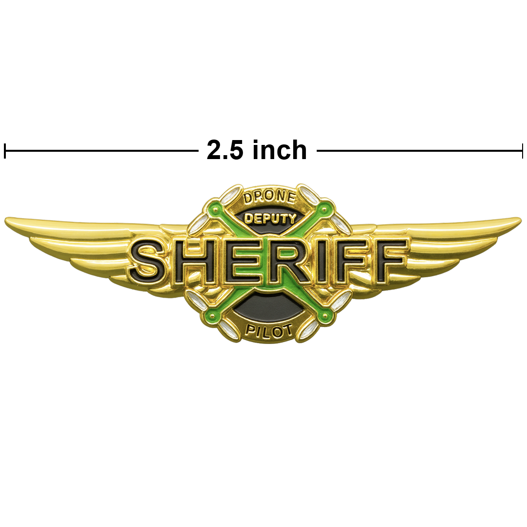 EL14-23 Deputy Sheriff Police Drone Pilot Full size UAS FAA Commercial Wings pin for uniform wear
