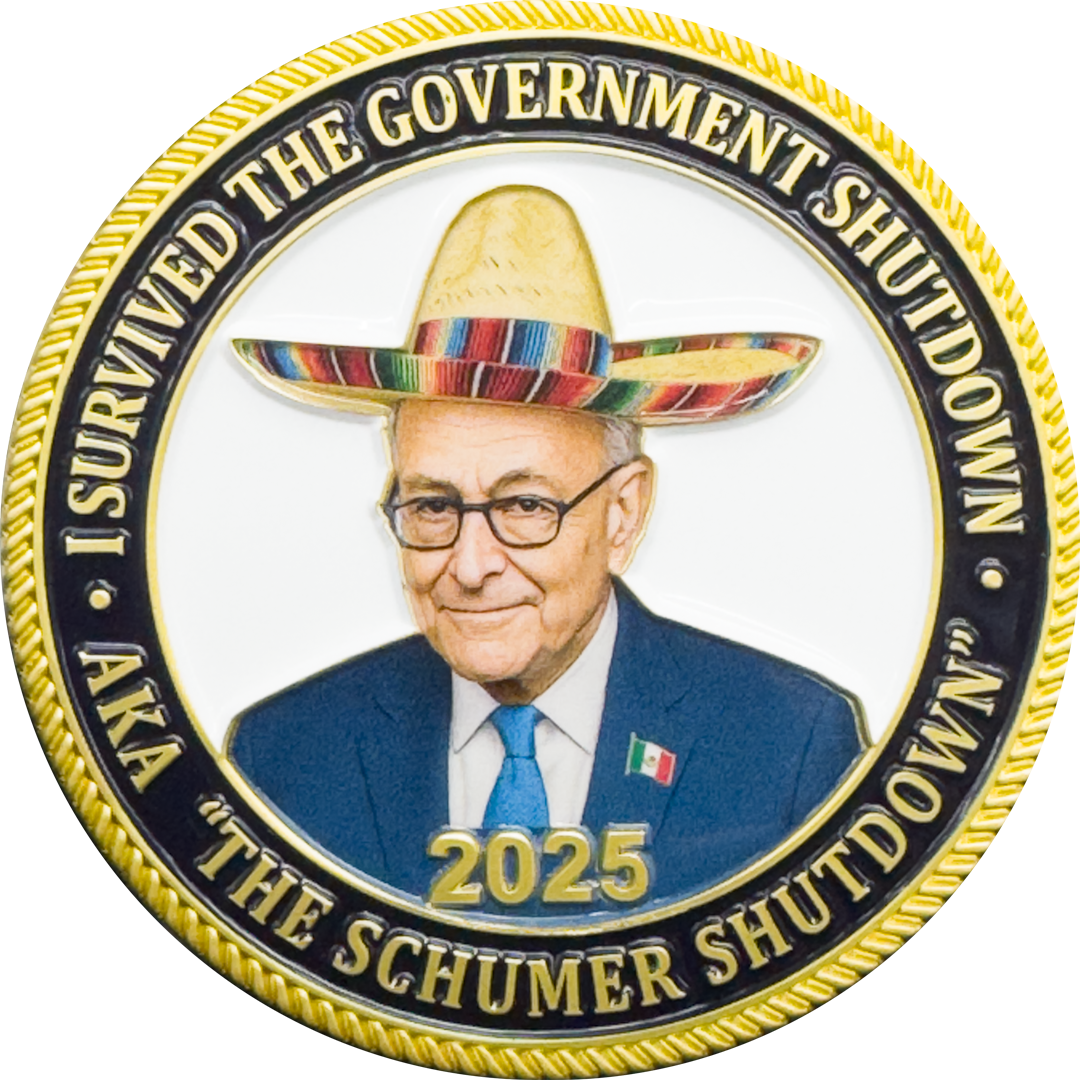 BL16-16 I Survived The 2025 Government Shutdown Challenge Coin President Trump MAGA 45 47