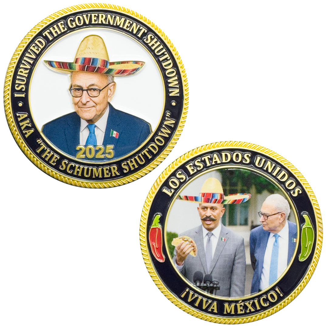 BL16-16 I Survived The 2025 Government Shutdown Challenge Coin President Trump MAGA 45 47