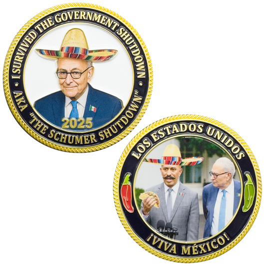 BL16-16 I Survived The 2025 Government Shutdown Challenge Coin President Trump MAGA 45 47