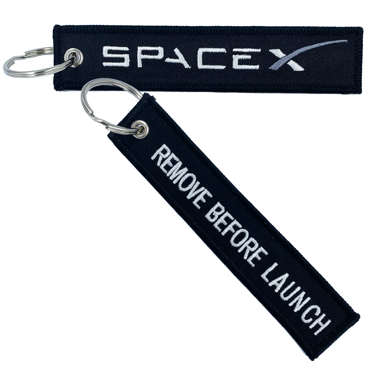 BLACK SpaceX REMOVE BEFORE LAUNCH Luggage Tag zipper pull keychain Space X CL4-06