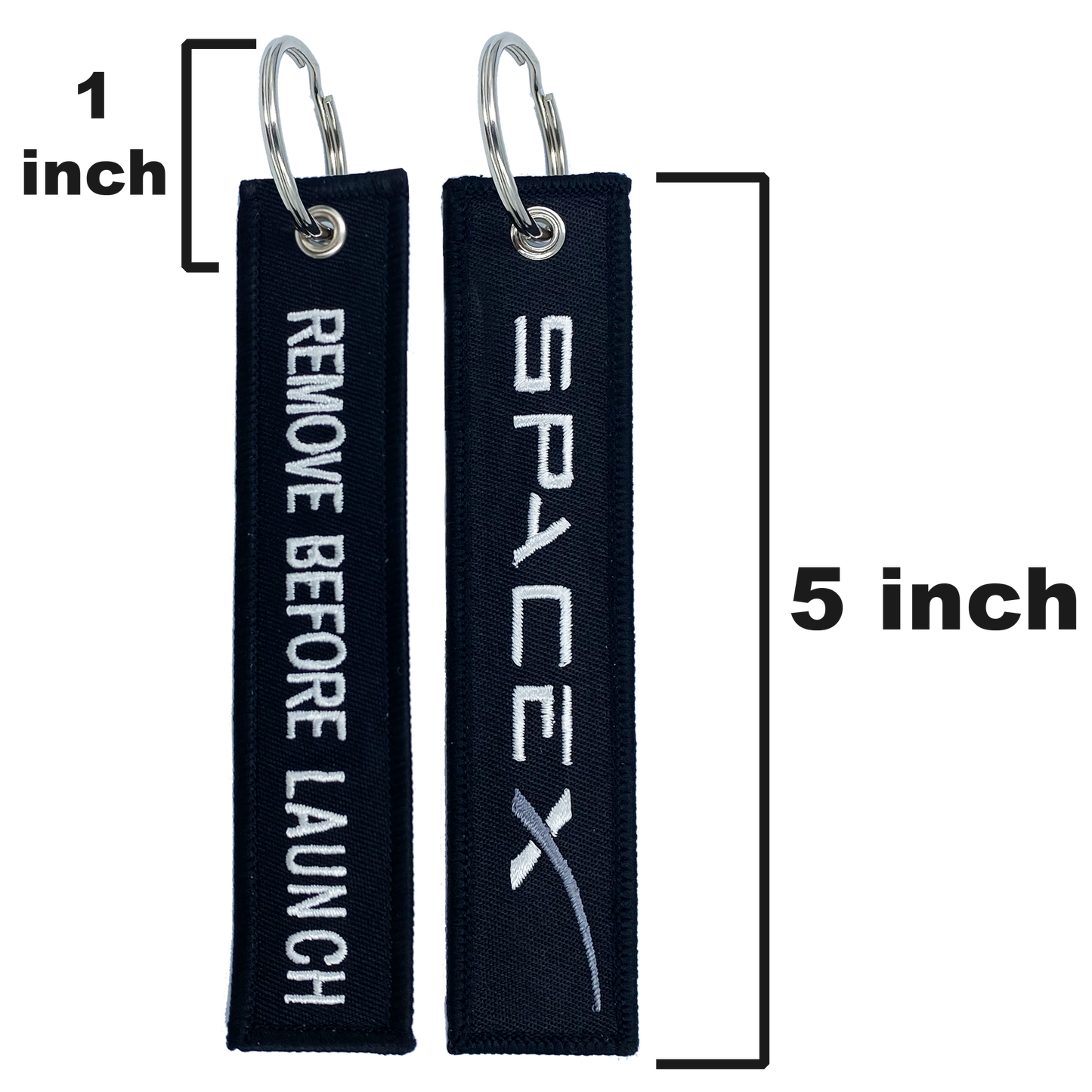 BLACK SpaceX REMOVE BEFORE LAUNCH Luggage Tag zipper pull keychain Space X CL4-06