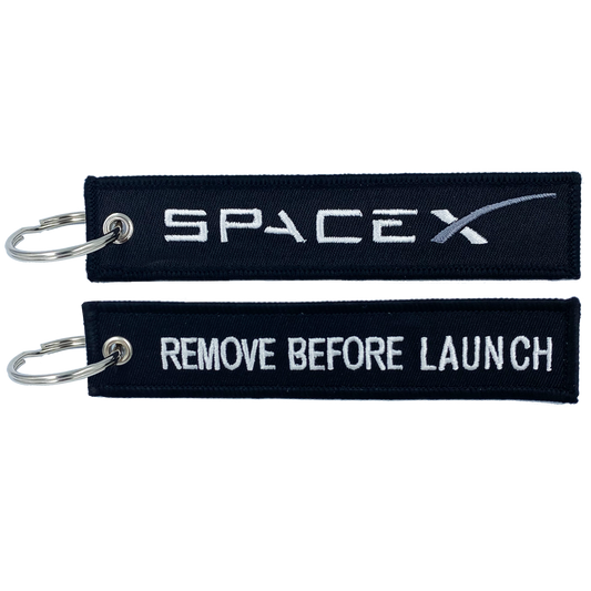 BLACK SpaceX REMOVE BEFORE LAUNCH Luggage Tag zipper pull keychain Space X CL4-06