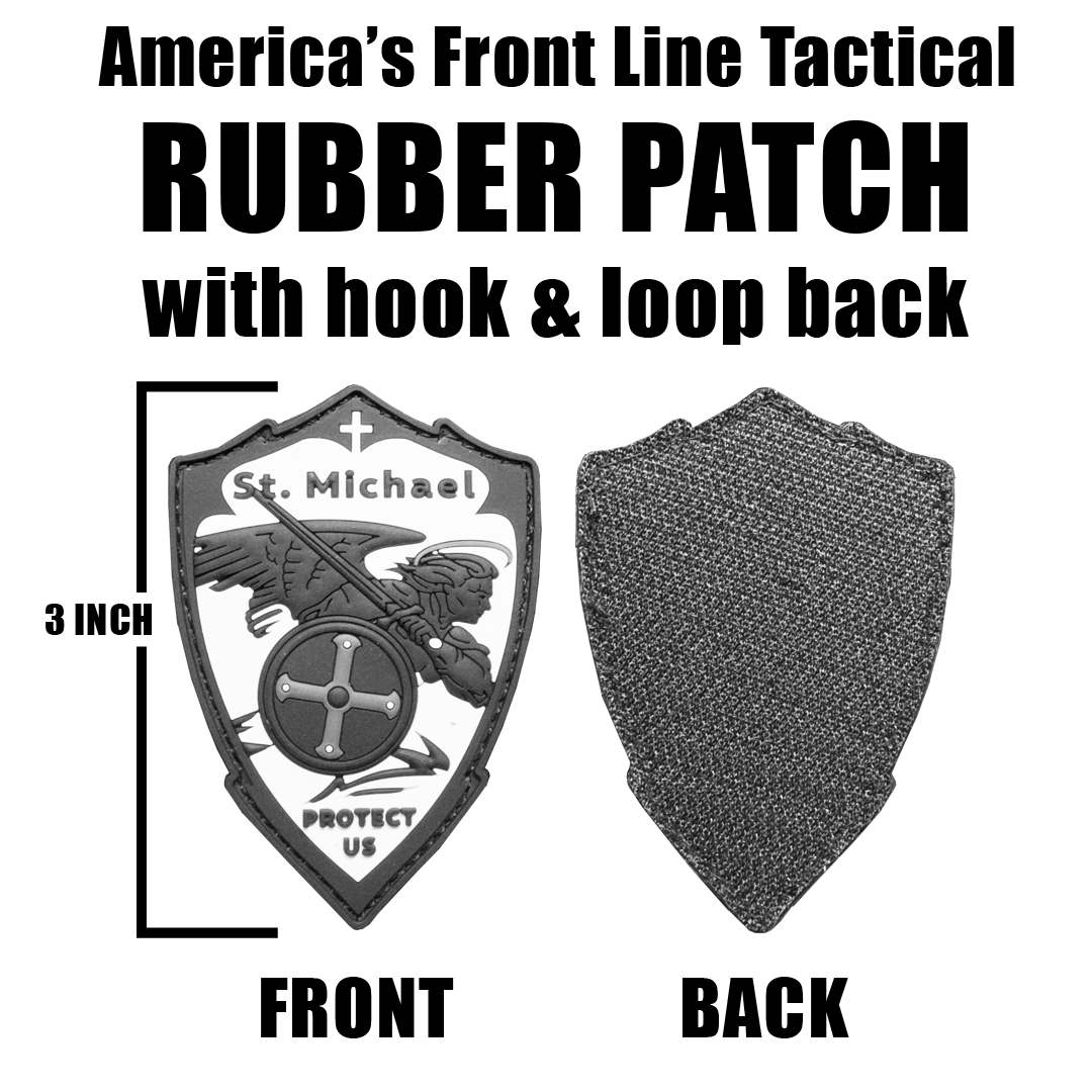 EL17-024 Saint Michael Patch St. Michael Patron Saint Police Military Protect Us Prayer Thin Gray Line Correctional Officer Rubber Morale Patch