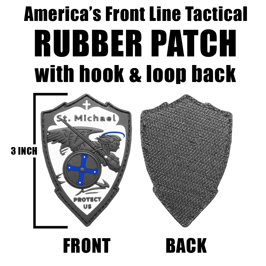 EL18-024 Saint Michael Patch St. Michael Patron Saint Police Military Protect Us Prayer Thin Blue Line Police Officer Rubber Morale Patch