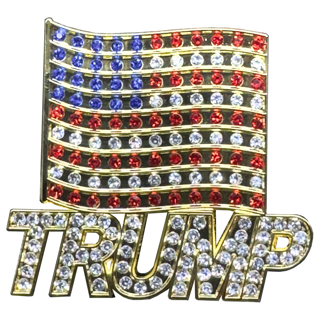 G-018 Crystal TRUMP flag pin brooch for MAGA Make America Great Again 2024 JD Vance