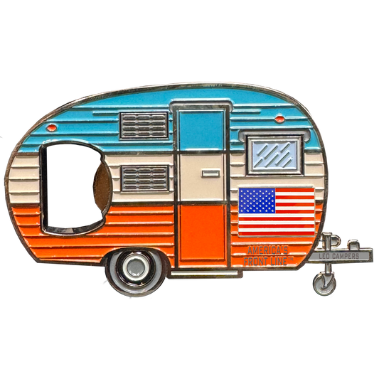 EL14-016 LEO RV Bottle Opener Magnet LEO Camper American Flag Challenge coin