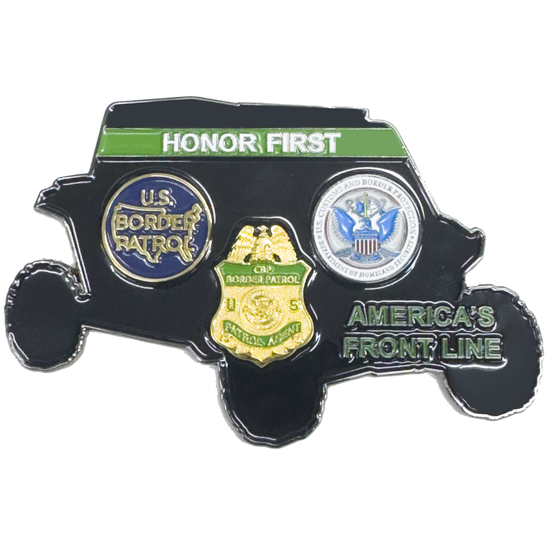 EL18-15 challenge coin for CBP Border Patrol UTV Truck Police Challenge Coin Honor First