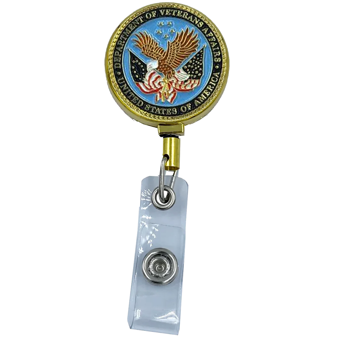 CL8-01 Veterans Affairs Retractable ID reel metal ID card holder VA