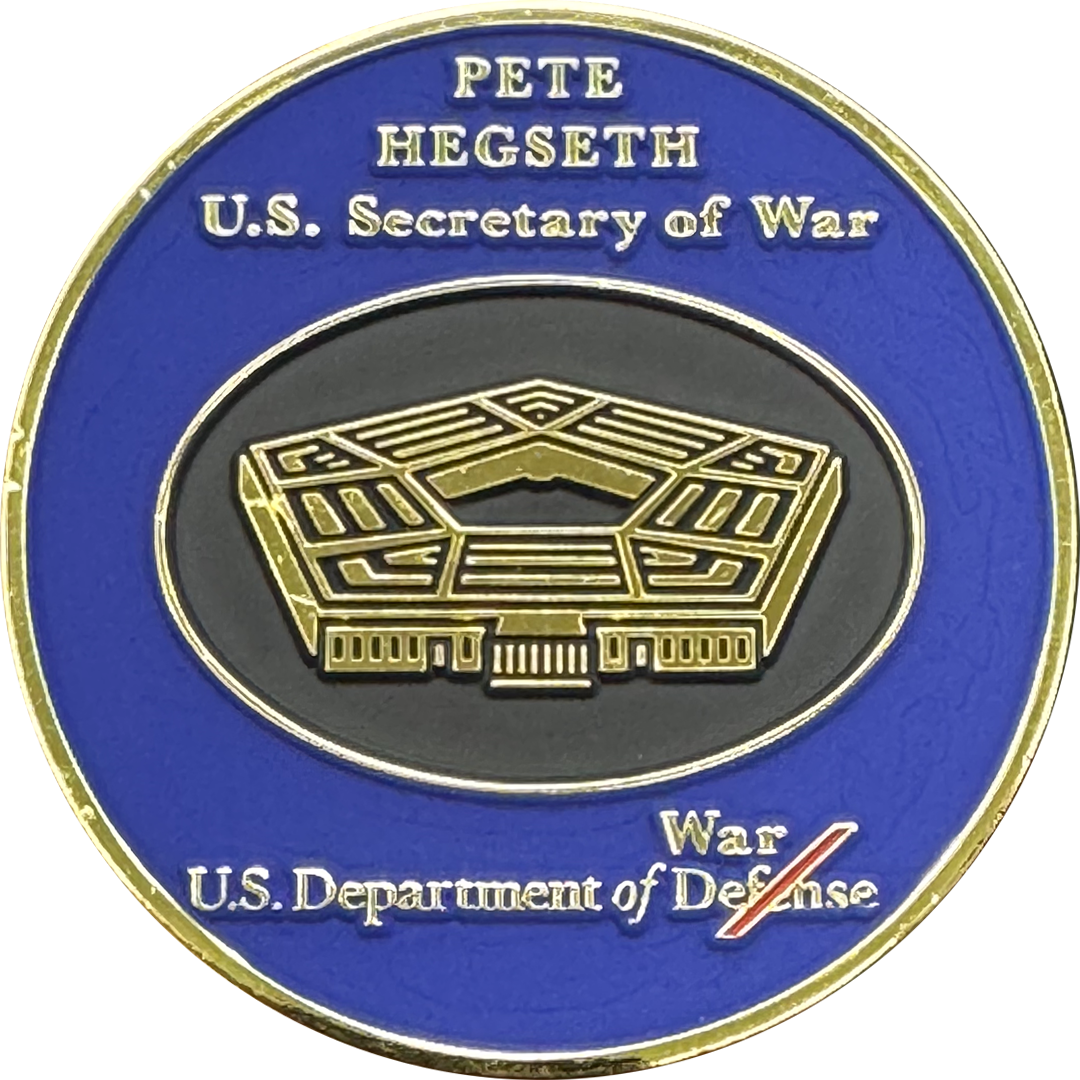 BL10-6 Secretary of War Pete Hegseth Challenge Coin honoring Midnight Hammer Department of War