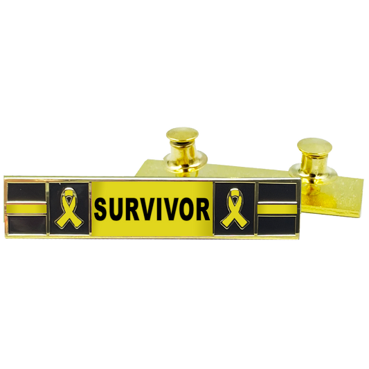 PBX-008-4 Thin Yellow Line Ribbon Liver Bone Bladder Cancer Ewing Sarcoma Osteosarcoma Survivor commendation bar pin Police Style Awareness Month