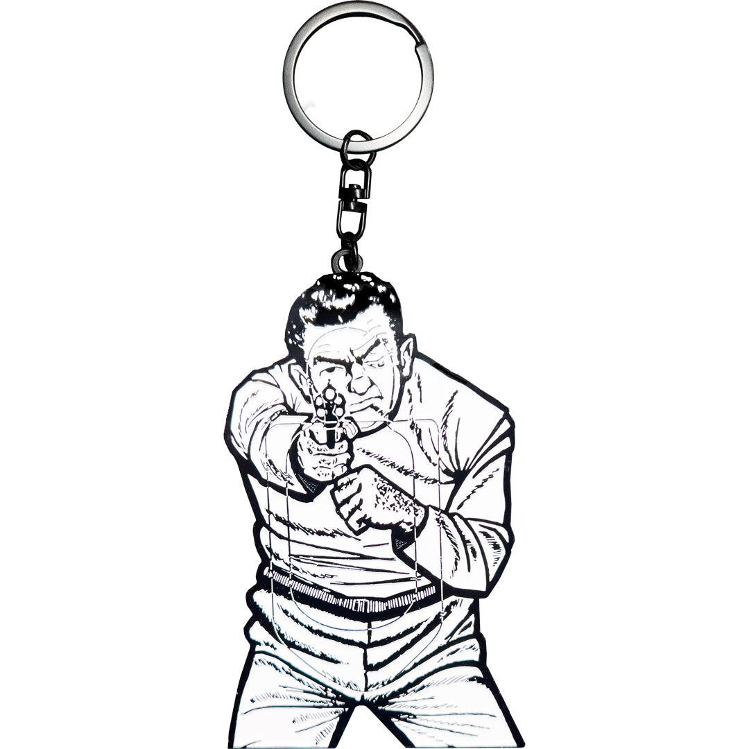 EL14-017 Bad Guy target keychain range firearms instructor challenge coin style HSI NYPD LAPD FBI CIA