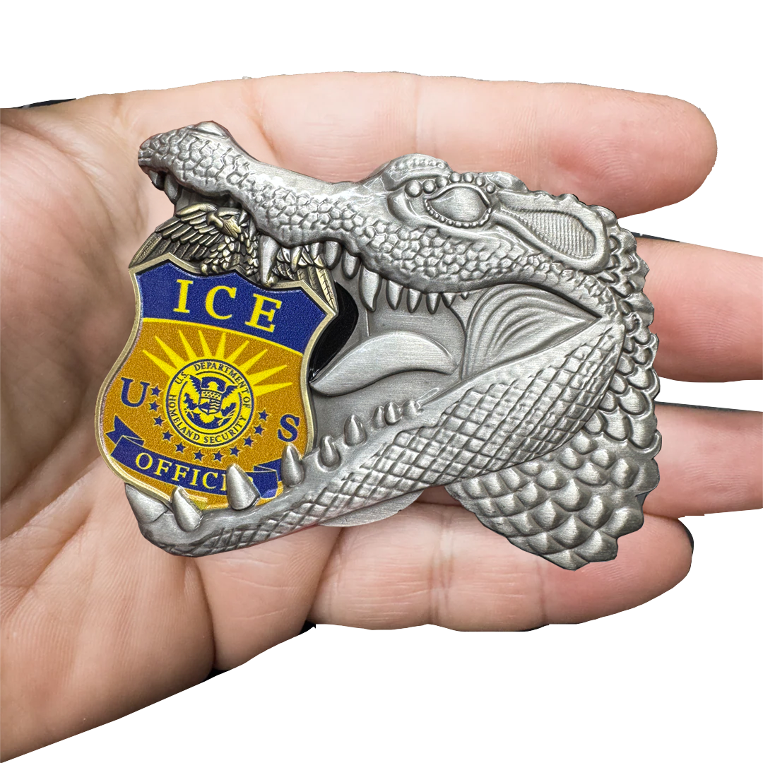 BL17-22 ICE Agent Alligator Alcatraz Deportation Depot Challenge Coin Baker Corrections