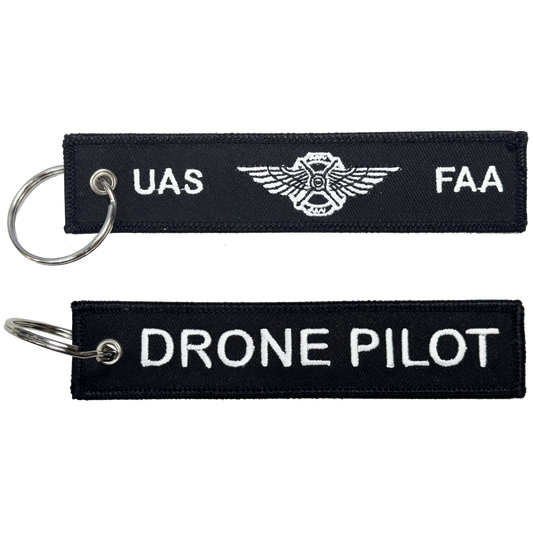 EL7-24 Keychain UAS FAA Commercial Drone Pilot Wings Luggage Tag zipper pull BLACK keychain