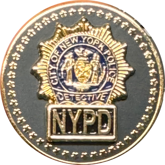 PBX-012-A NYPD Detective Lapel Pin with dual pin posts and deluxe locking clasps