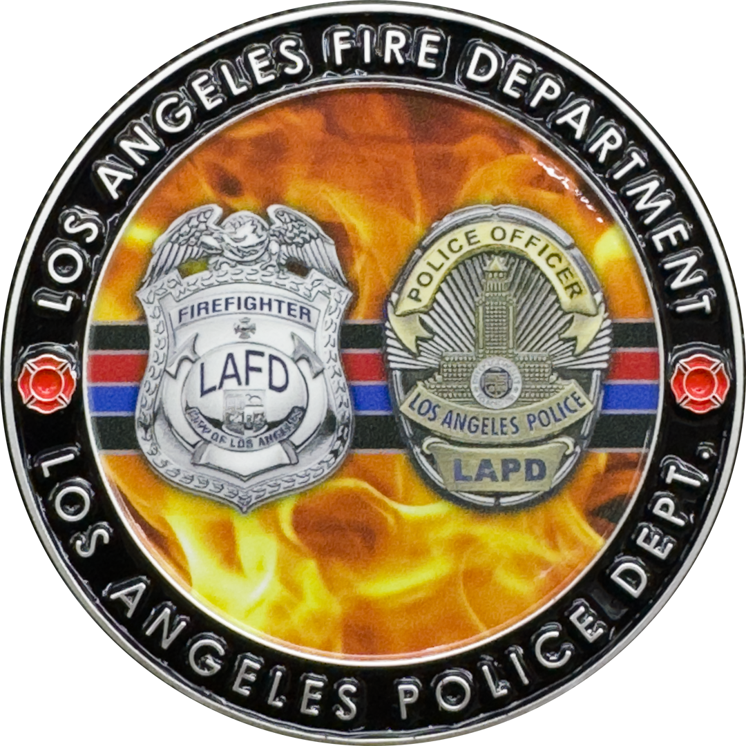 EL15-12 California Wildfires LAFD LAPD Fire Police Challenge Coin Cal Fire Cal Guard Highway Patrol