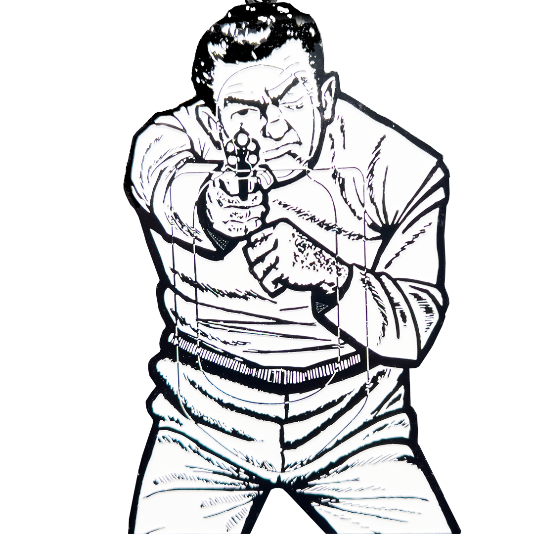 EL14-017 Bad Guy target keychain range firearms instructor challenge coin style HSI NYPD LAPD FBI CIA