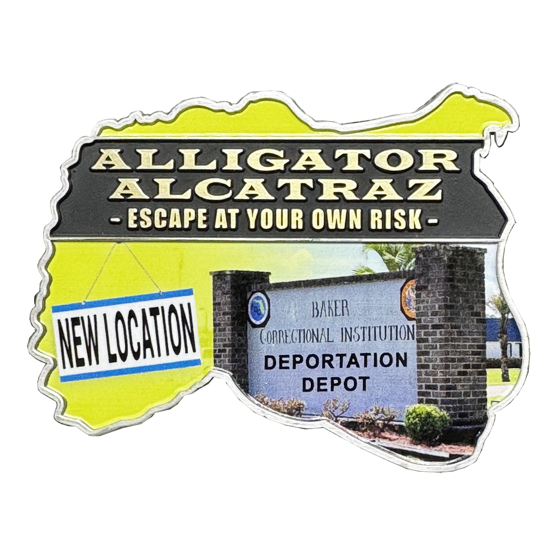 BL17-22 ICE Agent Alligator Alcatraz Deportation Depot Challenge Coin Baker Corrections