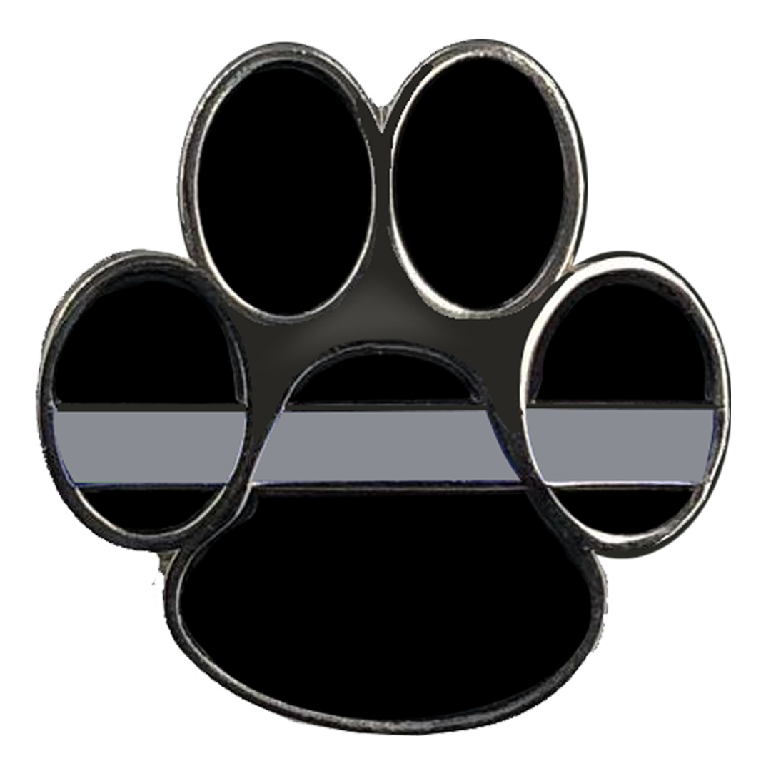 PBX-012-K K9 Paw Thin Gray Line Canine Lapel Pin CO Correctional Officer Corrections