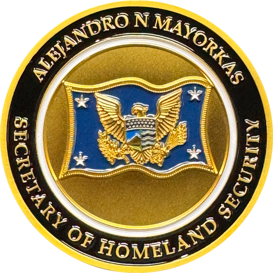 BL18-012 Alejandro N. Mayorkas Homeland Secretary Challenge Coin Saint Santo Mayorkas S1