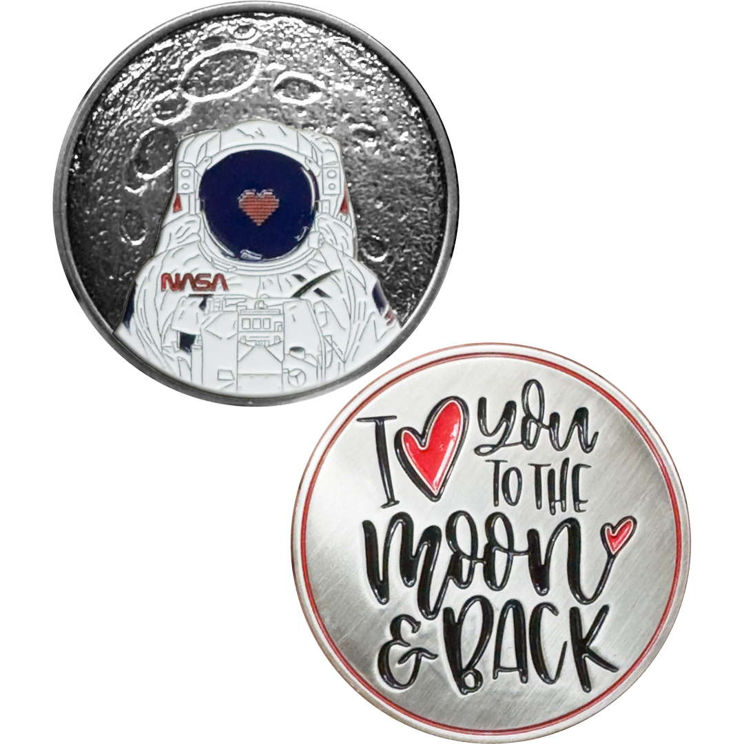 EL17-6 I Love You To The Moon and Back Challenge Coin for NASA and Space X Astronaut Fans