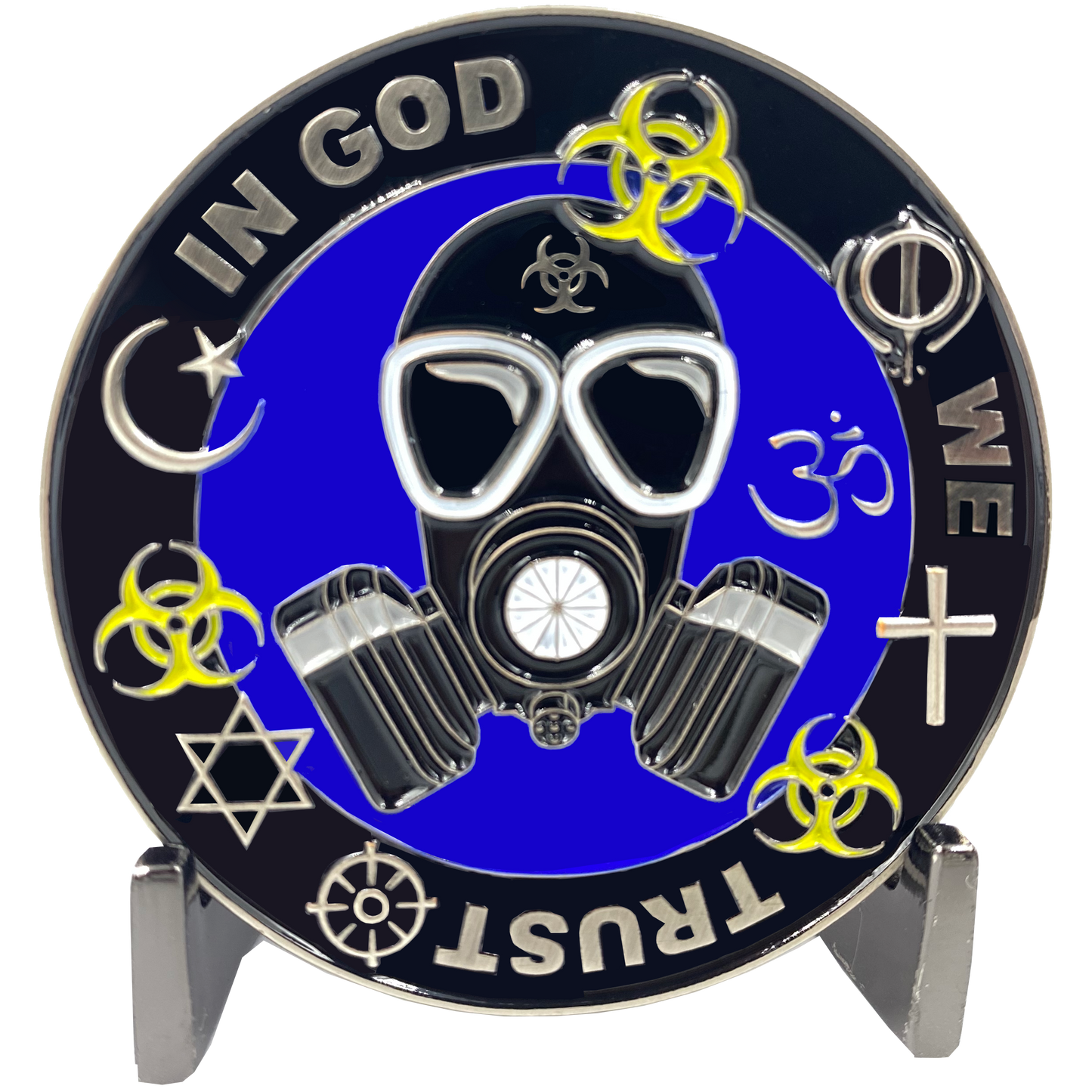 CL6-17 Statue of Liberty Thin Blue Line Police Task Force Biohazard Pandemic Challenge Coin