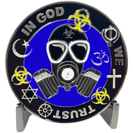 CL6-17 Statue of Liberty Thin Blue Line Police Task Force Biohazard Pandemic Challenge Coin