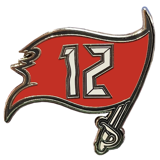 Discontinued EL7-019 Tom Brady inspired 12 flag Tampa Bay GOAT Pin