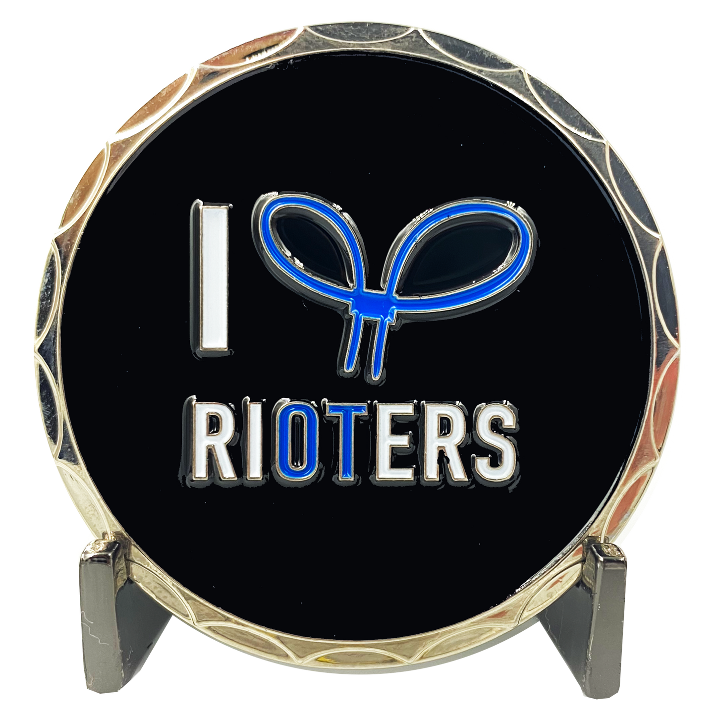 DL2-04 I Love Rioters 2020 Dumpster Fire Handcuff Zip Ties Police Thin Blue Line Overtime Challenge Coin