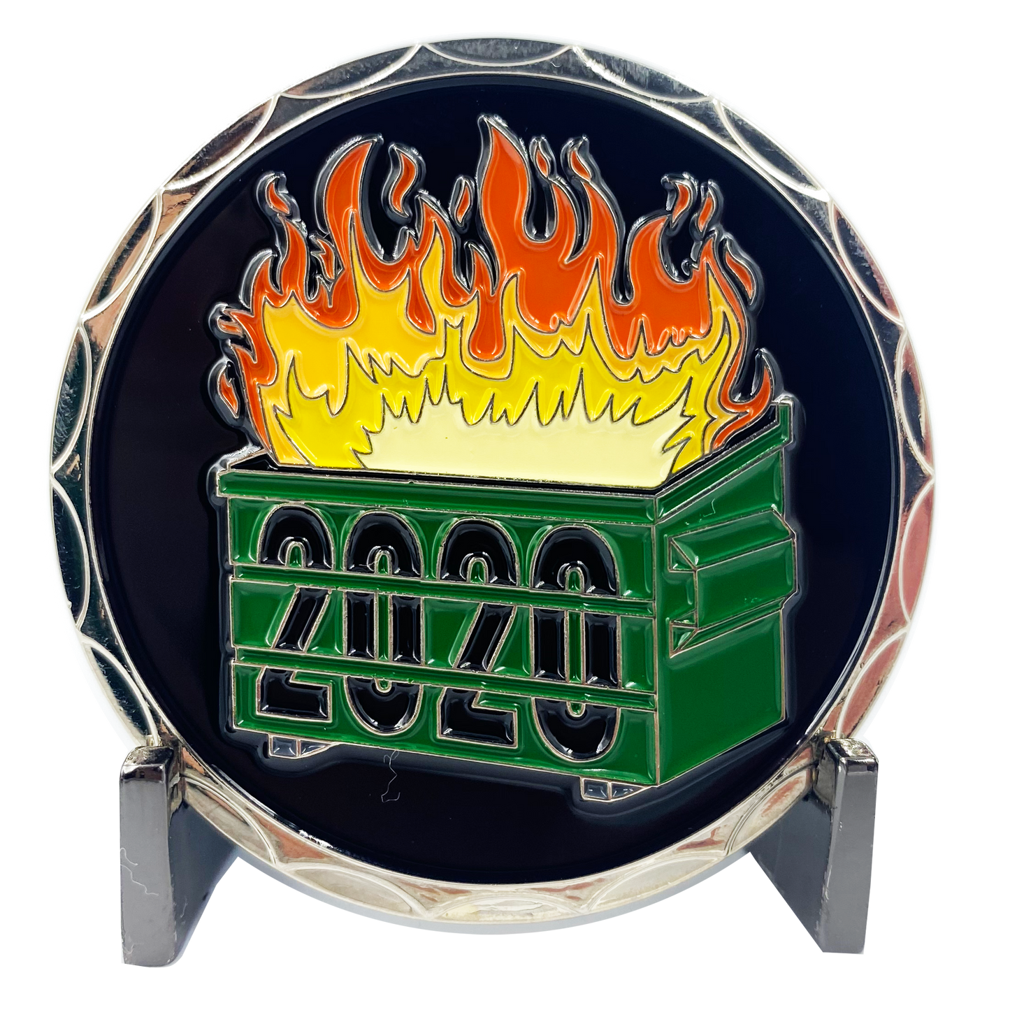 DL2-04 I Love Rioters 2020 Dumpster Fire Handcuff Zip Ties Police Thin Blue Line Overtime Challenge Coin