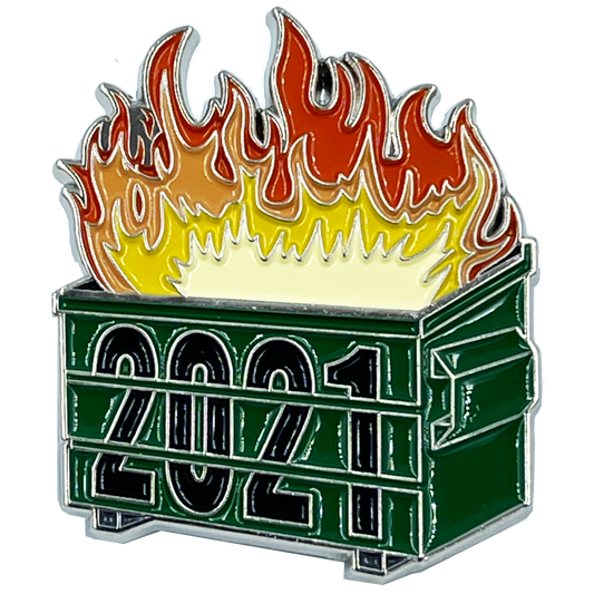 BL11-017 Official 2021 Dumpster Fire Collectible Pin with dual pin posts Pandemic, Killer Wasps, Riots, Police, Rioters