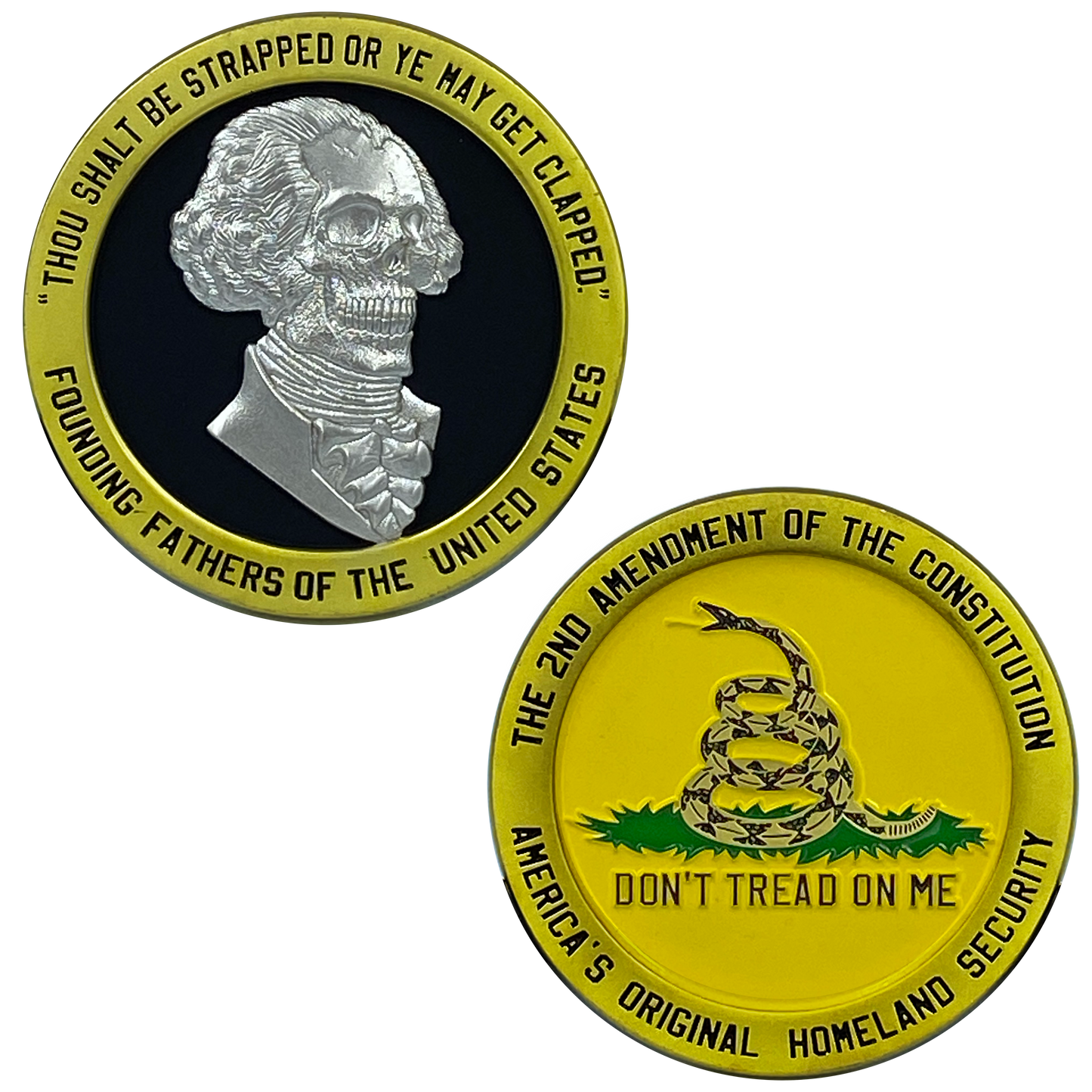 DL11-09 George Washington Skull 2A Don't Tread on Me Flag 2nd Amendment Challenge Coin
