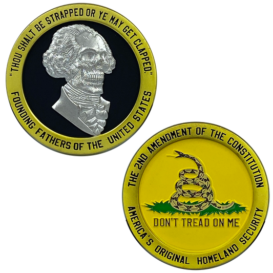 DL11-09 George Washington Skull 2A Don't Tread on Me Flag 2nd Amendment Challenge Coin