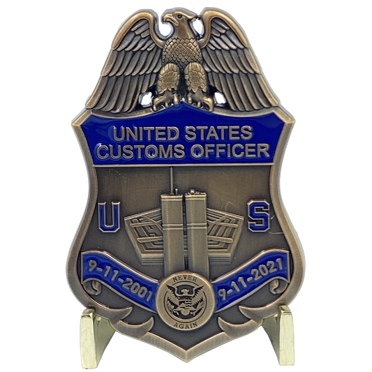 CL14-13 U.S. Customs Service September 11th 9/11 Commemorative 20th Anniversary Memorial Shield Treasury Inspector & CBP Officer