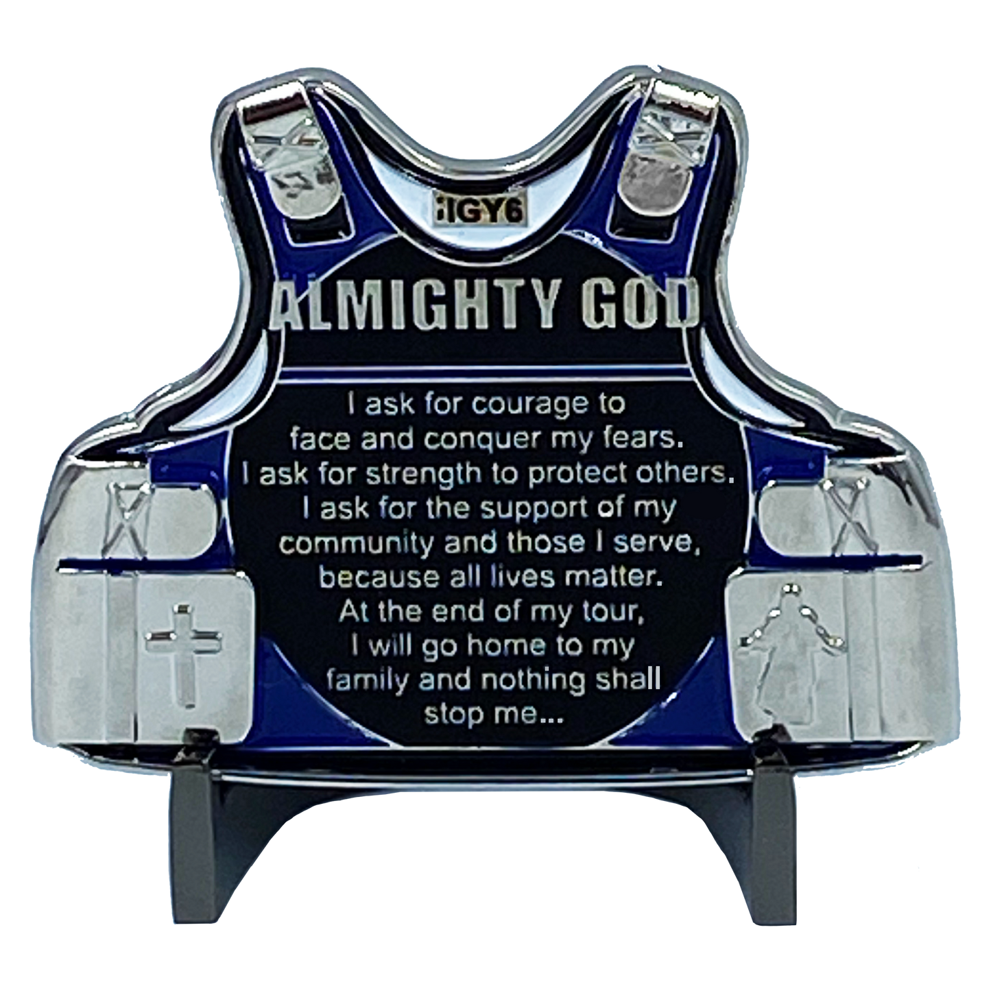 DL7-13 Police Officer's Prayer God Almighty Challenge Coin Thin Blue Line Tactical Body Armor