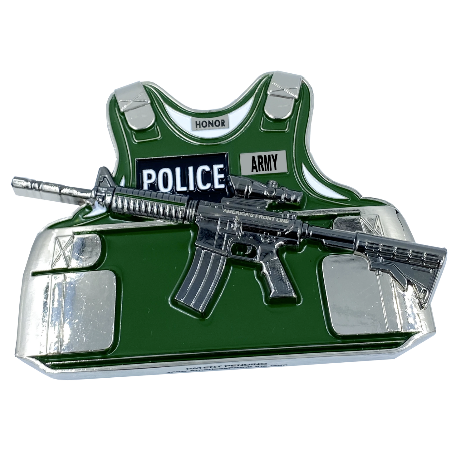 BL13-014 MILITARY POLICE MP ARMY M4 Body Armor 3D self standing Police Challenge Coin ARMY Thin Green Line