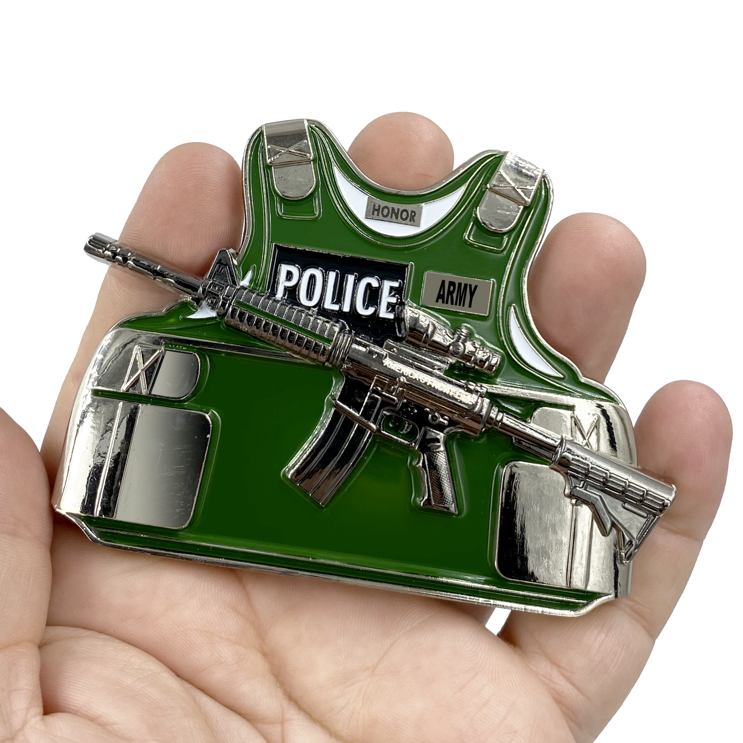 BL13-014 MILITARY POLICE MP ARMY M4 Body Armor 3D self standing Police Challenge Coin ARMY Thin Green Line