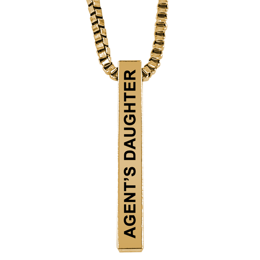 Agent's Daughter Gold Plated Pillar Bar Pendant Necklace Gift Mother's Day Christmas Holiday Anniversary Police Sheriff Officer First Responder Law Enforcement