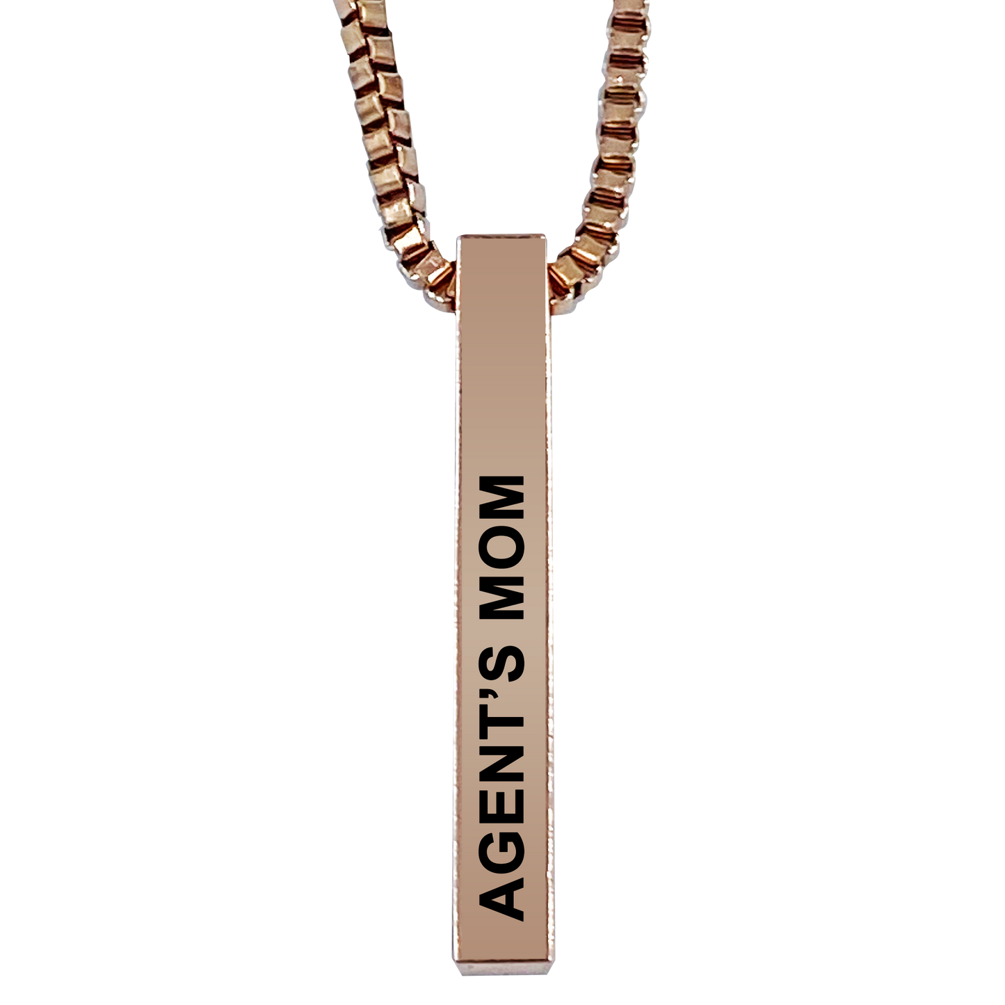 Agent's Mom Rose Gold Plated Pillar Bar Pendant Necklace Gift Mother's Day Christmas Holiday Anniversary Police Sheriff Officer First Responder Law Enforcement