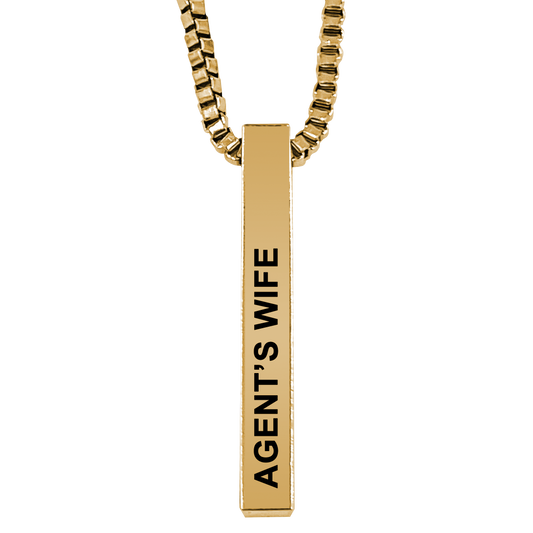 Agent's Wife Gold Plated Pillar Bar Pendant Necklace Gift Mother's Day Christmas Holiday Anniversary Police Sheriff Officer First Responder Law Enforcement