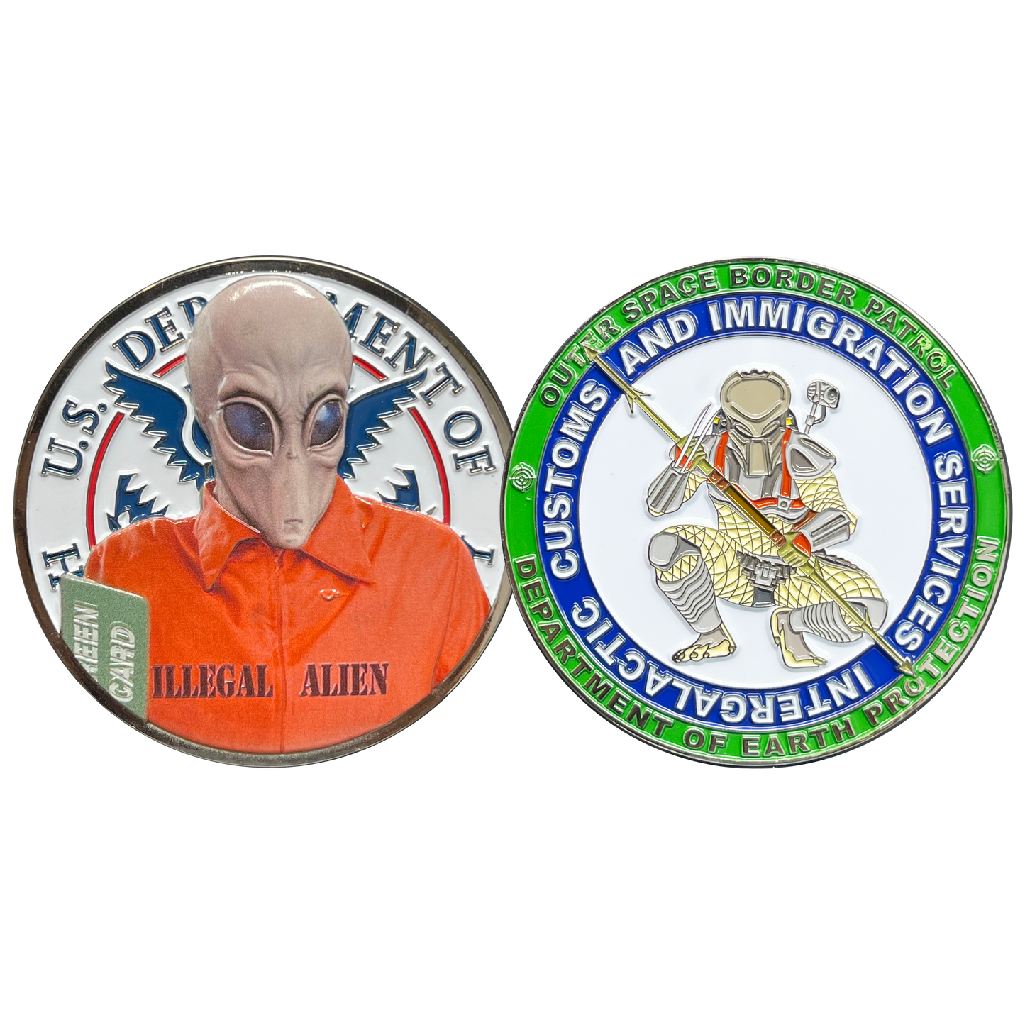 discontinued BL14-009 Illegal Space Aliens Predator Outer Space Border Patrol Intergalactic Customs and Immigration Challenge Coin