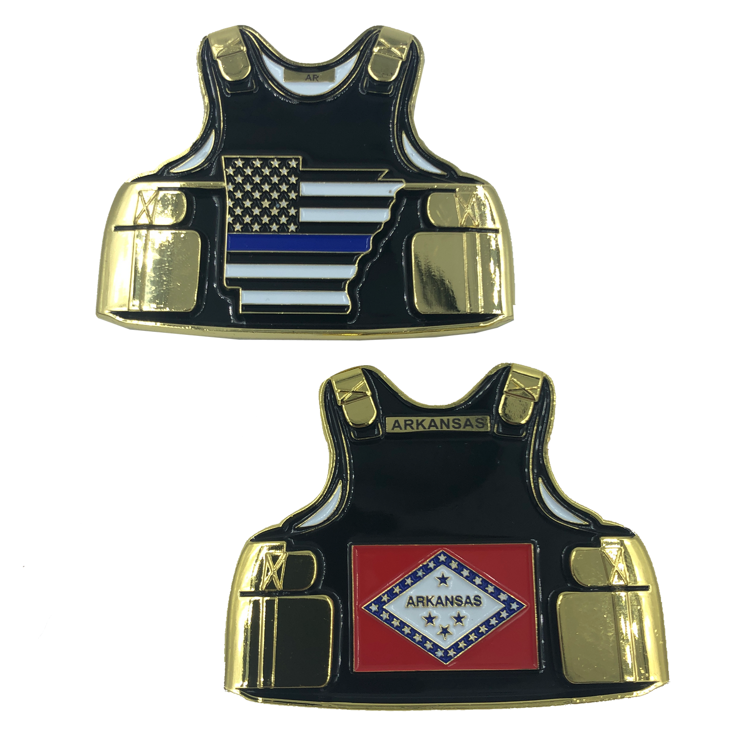 D-003 Arkansas LEO Thin Blue Line Police Body Armor State Flag Challenge Coins