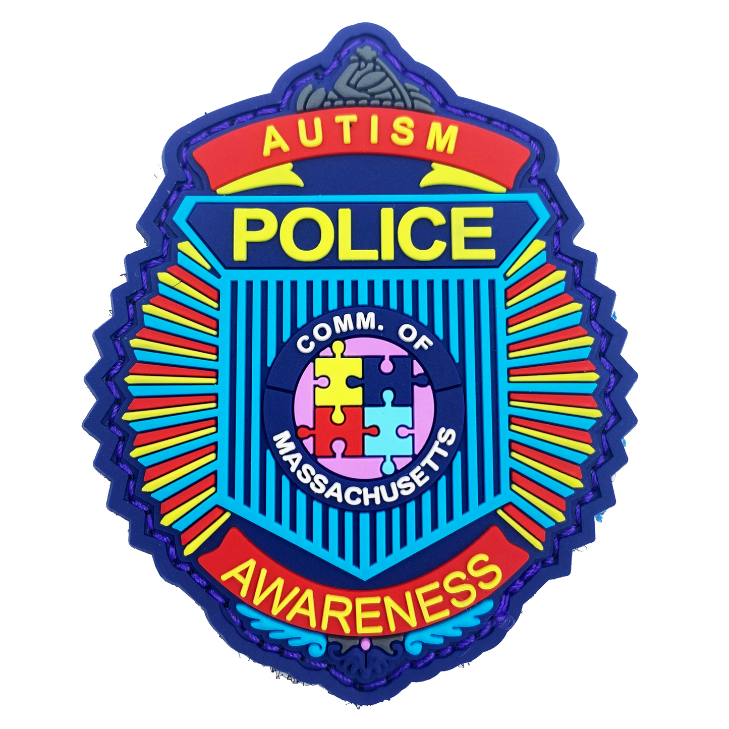 DL10-13 Massachusetts Clamshell Autism Awareness Month Officer Police Patch