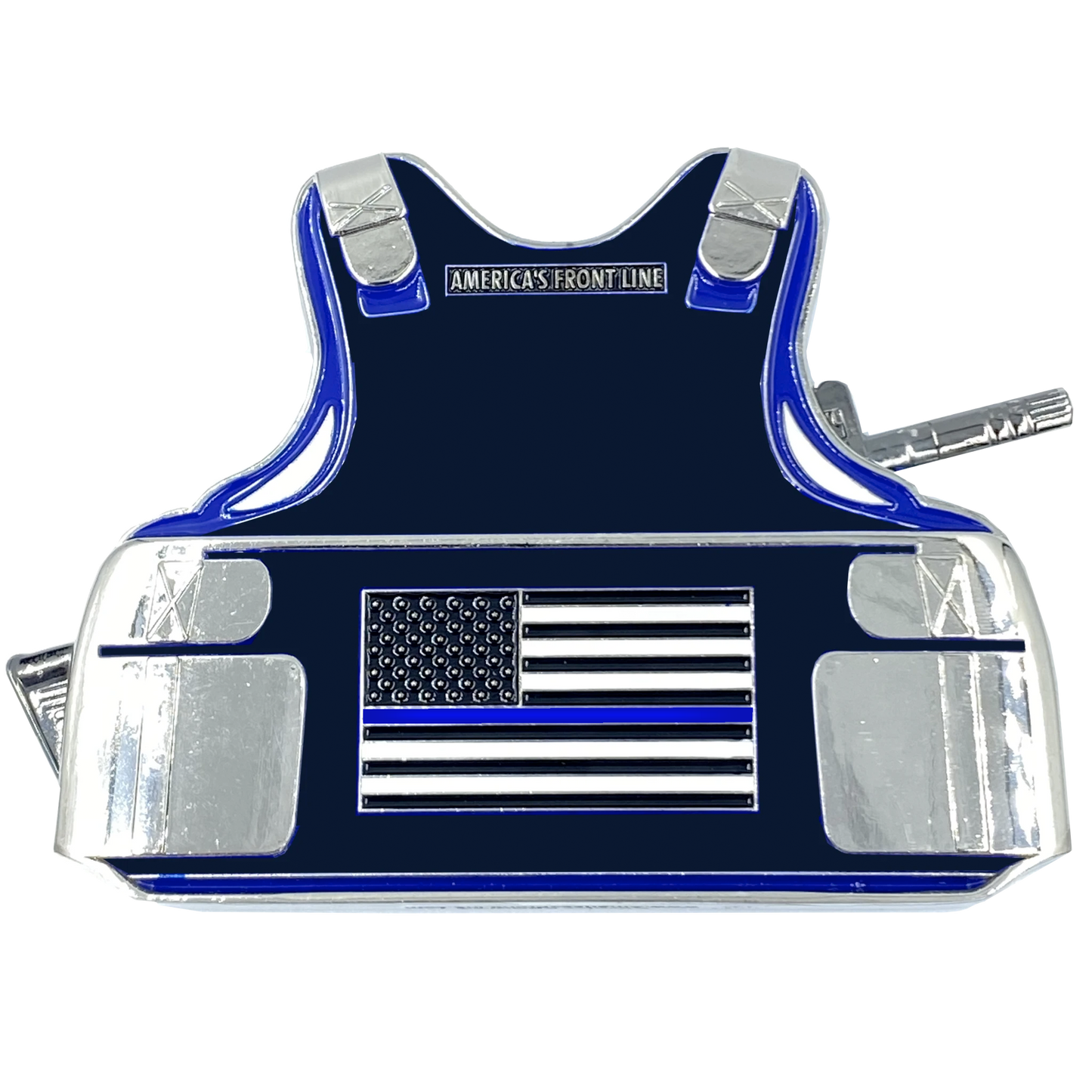 BL15-017 M4 Body Armor 3D self standing Challenge Coin Secret Service Thin Blue Line