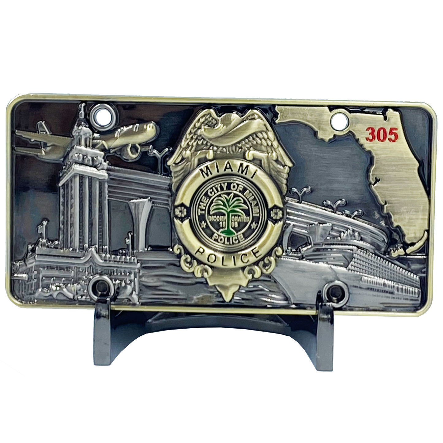 EL5-015 BAD BOYS version 2 City of Miami Police Department inspired Florida License Plate Thin Blue Line Back the Blue Challenge Coin Will Smith Martin Lawrence