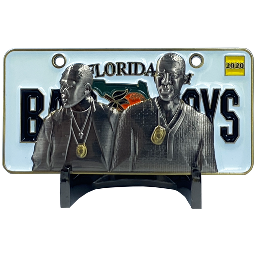 EL5-015 BAD BOYS version 2 City of Miami Police Department inspired Florida License Plate Thin Blue Line Back the Blue Challenge Coin Will Smith Martin Lawrence
